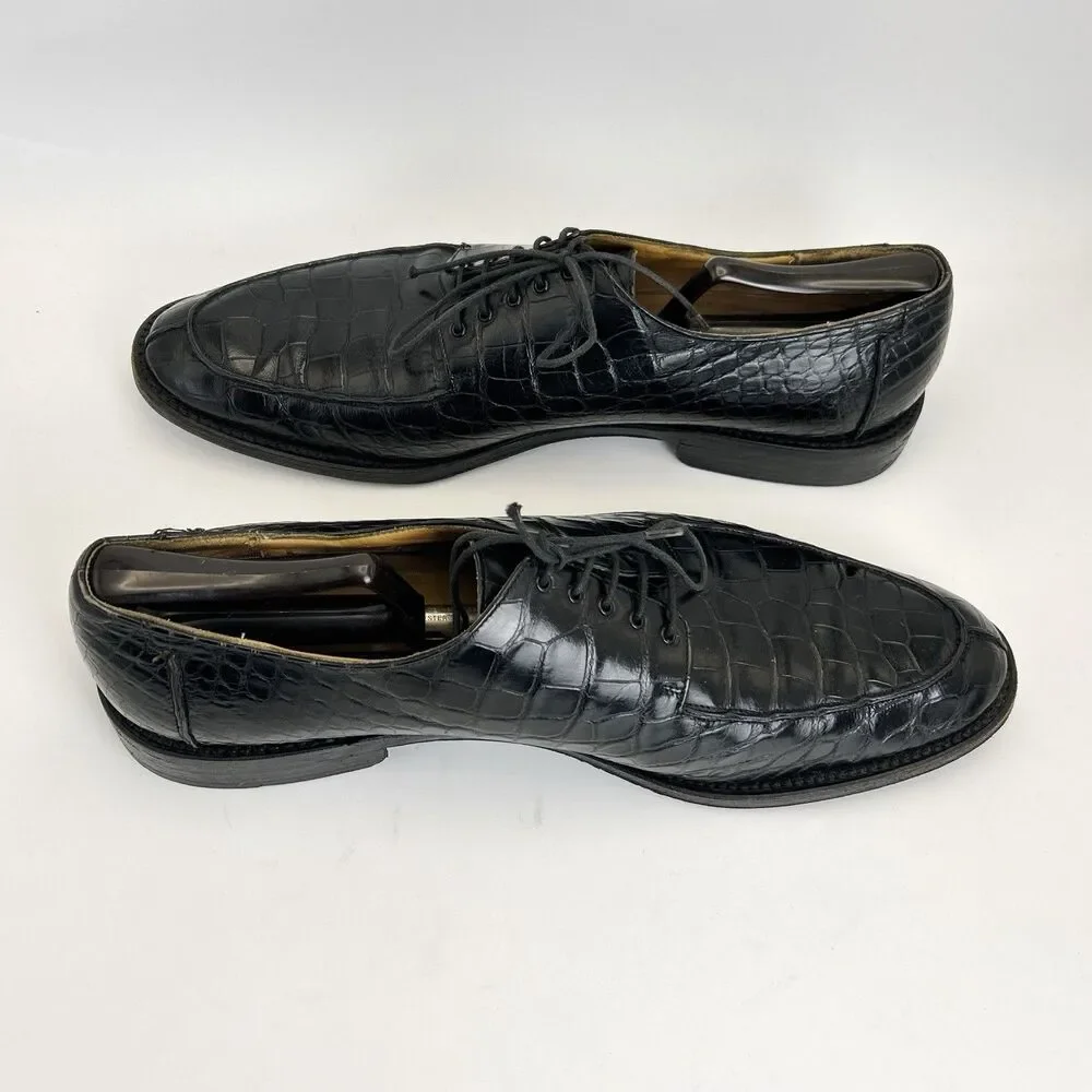 Salvatore Ferragamo CROCODILE ALLIGATOR Dress Shoes Mens Sz 13 Norwegian Split